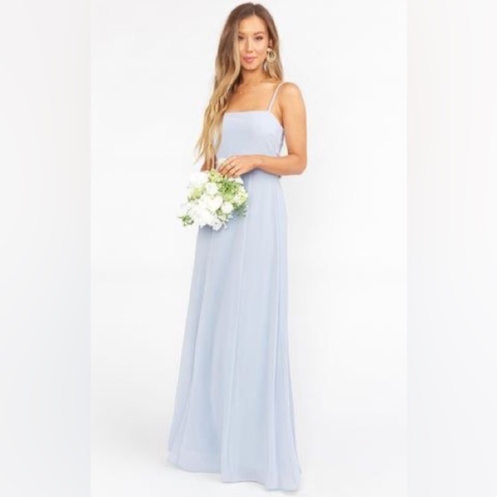 Show Me Your Mumu Lauren Tie Maxi Dress - Steel Blue Chiffon